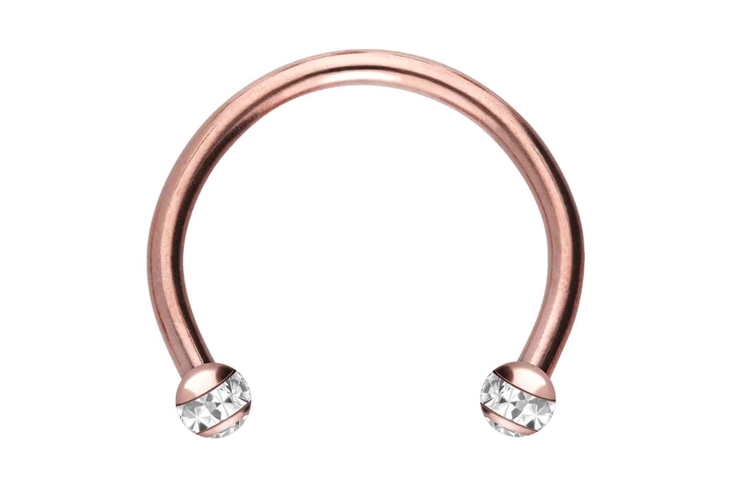 Chirurgenstahl Hufeisenring EPOXY-RING-KUGELN + KRISTALLE